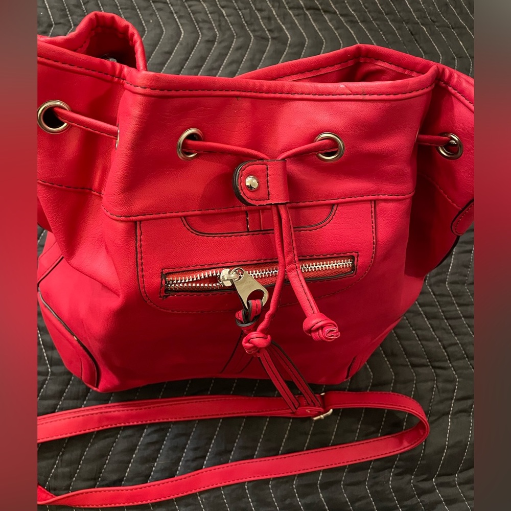 Stylish Tomato Red, Quick Pull Drawstring, Bucket… - image 8